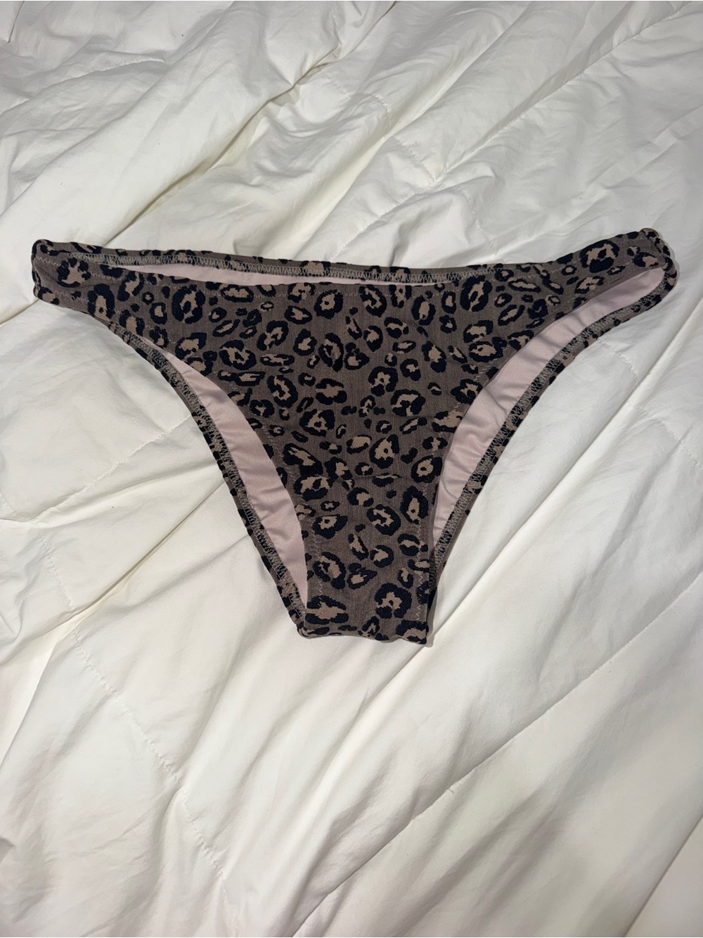 Leopard Print Bikini Bottoms in Taupe and Black